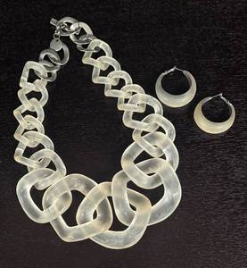 lot 279R image: K - Translucent Link Necklace and Hoop Earrings Set