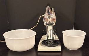 lot 312R image: LR - Vintage Sunbeam Mixmaster Stand Mixer with 2 Mixing Bowls