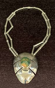 lot 360R image: K - Statement Silver Plated Necklace with Stone Pendant