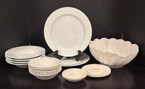 lot 368R image: K - Assorted White Dinnerware Set with Plates and Bowls by Home, Studio and Myott Meakin