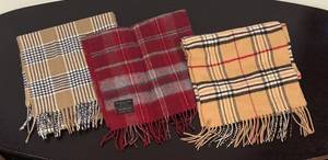 lot 376R image: LR - Set of 3 Plaid Scarves including Christian Dior
