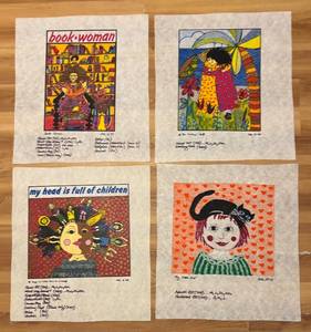 lot 384R image: LL  - Set of 4 Unframed Kiki Art Fabric Prints