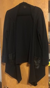 lot 425R image: LL  - Serena Williams Signature Statement Black Sweater XL with Faux Leather Pockets