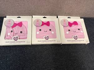 lot 45 image: 3 Packs Of Toddler Swaddle And Beanie Sets