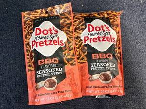 lot 161 image: 2 Bags Of Bbq Dots Pretzels