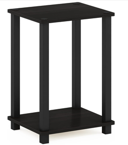 lot 213 image: Furinno Simplistic Side Table, 2-Tier Small End Table with Open Shelf, Easy Assembly Toolless Night Stand, Nightstand, for Living Room, Bedroom EspressoBlack (Transit Damage)