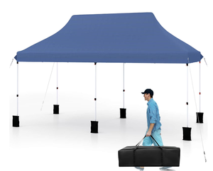 lot 223 image: Costway NP12122BL 10 X 20 ft. Pop up Canopy Tent Foldable Portable Outdoor Gazebo with Carry Bag - Blue
