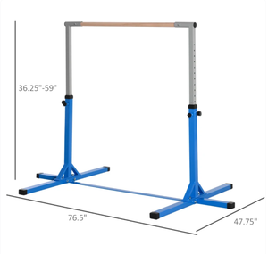 lot 58 image: Soozier Gymnastics Bar for Kids, Adjustable Height Kip Bar for Home, Blue (Maybe Missing Hardware)
