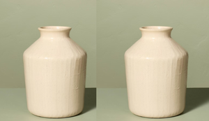lot 112 image: LOT OF 2 Hearth & Hand� Textured Ceramic Decorative Vase - Hearth & Hand� with Magnolia