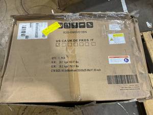 lot 294 image: HOMCOM 32 Electric Fireplace with Mantel, Freestanding Heater with LED Log Flame, Shelf and Remote Control, 1400W, Brown