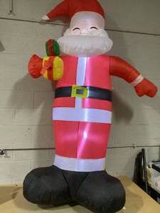 lot 402 image: 6.5 Tall Lighted Christmas Santa Waving Airblown Inflatable Blow-up