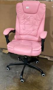 lot 464 image: Vinsetto 7-Point Vibrating Massage Office Chair High Back Massaging Office Desk Chair with Lumbar Support, Footrest, Pink