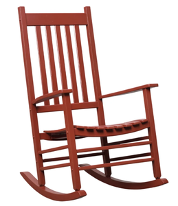 lot 76 image: Outsunny Outdoor Rocking Chair, Patio Rocking Chair with Smooth Curves, High Density Wooden Rockers for Lawn Garden Porch, Supports Up to 350lbs, Wine Red