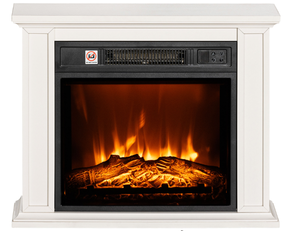 lot 126 image: HOMCOM 26 Freestanding Electric Fireplace with Mantel, 1400W Replaceable Fireplace Insert Heater with 3D Flame Effect, WHite (Used, Damage Mantel Broken Off)