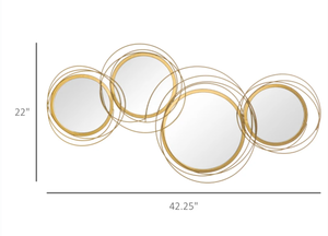 lot 288 image: HOMCOM 42.25 Circle Mirror for Wall, Modern Metal Wall Art for Living Room, Bedroom and Dining Room, Gold