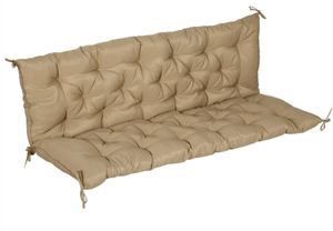 lot 290 image: Outsunny 59 x 38 Tufted Bench Cushion for Outdoor Furniture, 3-Seater Replacement for Swing Chair, Patio SofaCouch, Khaki