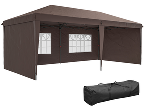 lot 292 image: Outsunny 10 x 20 Pop Up Canopy Tent with 4 Sidewalls, Instant Gazebo with Carry Bag for Garden, Patio, Coffee