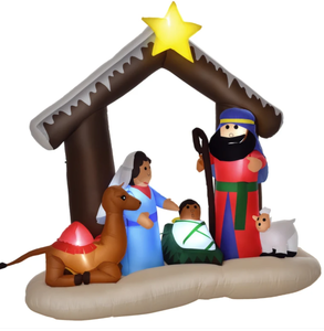 lot 300 image: HOMCOM 6 Christmas Inflatable Nativity Scene, Outdoor Blow-Up Yard Decoration with LED Lights Display (Slightly Used)