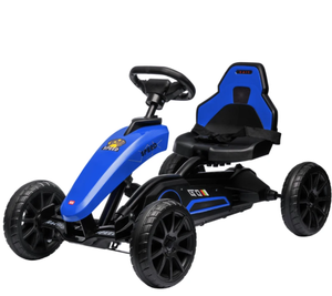 lot 302 image: Aosom Kids Pedal Go Kart w Swing Axle, Shock-Absorbing Wheels, Blue (Maybe Missing Hardware)