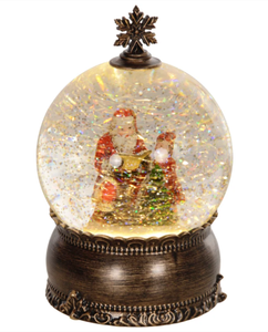 lot 303 image: HOMCOM Lighted Christmas Snow Globe with Swirling Glitter, Battery Operated Musical Snow Globe for Holiday, Bronze