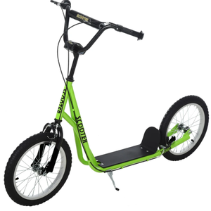 lot 309 image: Aosom Youth Scooter Kick Scooter for Kids 5 with Adjustable Handlebar Front and Rear Dual Brakes, Light Green