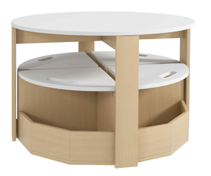 lot 313 image: Qaba 5 Piece Kids Table and Chairs Set with Storage for Art, Craft, Drawing, Playroom, Classroom, Nursery, White