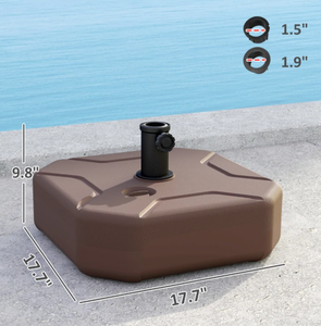 lot 314 image: Outsunny Square Patio Umbrella Base Holder, Heavy Duty Outdoor Umbrella Stand Base, Filled Up to 55lbs with Stand or 44lbs with Water for Garden, Poolside, Brown