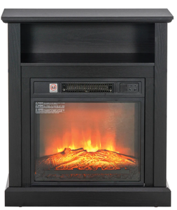 lot 320 image: HOMCOM 27 Freestanding Electric Fireplace with Mantel, 1400W Replaceable Fireplace Insert Heater with Timer, Black