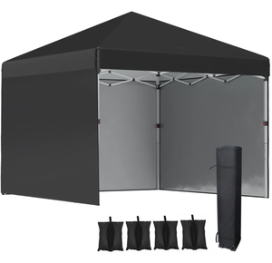 lot 35 image: Outsunny 10 x 10 Pop Up Canopy Tent with 3 Sidewalls, Leg Weight Bags and Carry Bag, Height Adjustable, Instant Party Tent Event Shelter Gazebo for Garden, Patio, Black