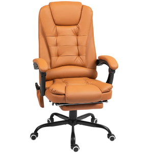 lot 80 image: Vinsetto 7-Point Vibrating Massage Office Chair High Back Massaging Office Desk Chair with Lumbar Support, Footrest, Light Brown (Maybe Missing Hardware. Attempted To Assemble)