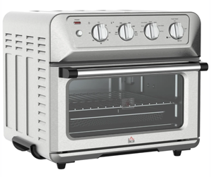 lot 85 image: HOMCOM Air Fryer Toaster Oven, 21QT 7-In-1 Convection Oven Countertop, Warm, Broil, Toast, Bake and Air Fry, Accessories Included, 1800W, Stainless Steel Finish