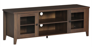 lot 87 image: HOMCOM Modern TV Stand, Entertainment Center with Shelves and Cabinets for Flatscreen TVs up to 60 for Bedroom, Living Room, Coffee