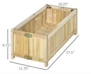 lot 134 image: Outsunny Foldable Raised Garden Bed, Wooden Planter Box, Herb Garden Planter with Drainage Holes, for Backyard, Patio to Grow Vegetables, Herbs, and Flowers, 27.6 x 11.6 x 9.8