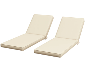 lot 137 image: Outsunny 2-Piece Patio Chair Cushions with Backrests, Replacement Cushions for Outdoor Lounge Chair, Beige
