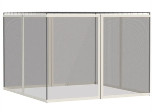 lot 138 image: Outsunny Universal Replacement Mesh Sidewall Netting for 9.84 x 13.1 Gazebos and Canopy Tents with Zippers, (Sidewall Only) White