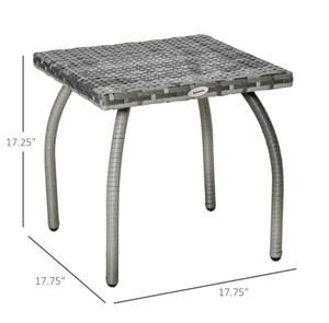 lot 325 image: Outsunny Outdoor PE Wicker Side Table, Small Square Rattan End Table, All-Weather Material Coffee Table for Garden, Balcony, Backyard, Grey