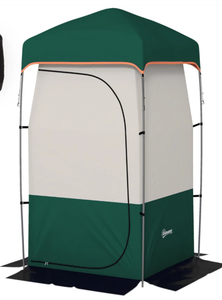 lot 326 image: Outsunny Camping Shower Tent, Portable Privacy Shelter with Solar Shower Bag, Removable Floor and Carrying Bag, Green