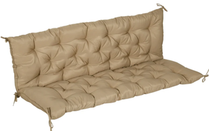 lot 329 image: Outsunny 59 x 38 Tufted Bench Cushion for Outdoor Furniture, 3-Seater Replacement for Swing Chair, Patio SofaCouch, Khaki