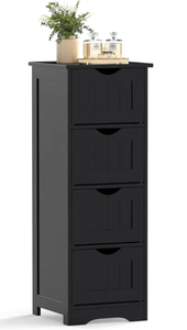 lot 339 image: Giantex 32.5� Bathroom Storage Cabinet 4-Drawer Wooden Side Storage Organizer with Anti-Tipping Device