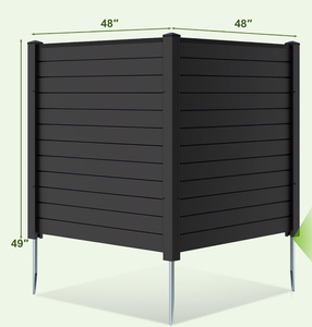 lot 340 image: Trash Can Fence, 48 L x 49 H Air Conditioner Screen Privacy Fence with 3 Metal Ground Stakes, Vinyl Privacy Screens for Garden, Patio & Lawn (Black)