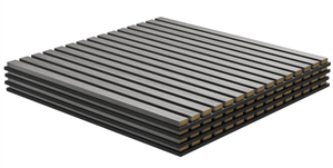 lot 345 image: HOMCOM 24x24 Wood Panels for Wall, 4 Pack Acoustic Panels, Sound Absorbing Slat Wall For Interior Wall Decor, Home, Gray