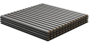 lot 348 image: HOMCOM 24x24 Wood Panels for Wall, 4 Pack Acoustic Panels, Sound Absorbing Slat Wall For Interior Wall Decor, Home, Gray