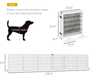 lot 417 image: PawHut Wooden Pet Gate, 6-Panel Folding Dog Safety Barrier with Support Feet for Small & Medium Dogs, White (USED, Maybe Missing Hardware)