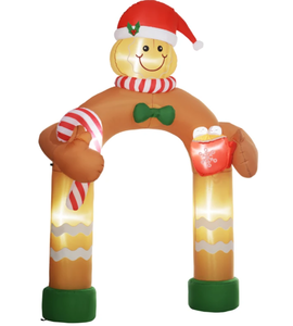 lot 419 image: Outsunny 9.2 Inflatable Gingerbread Man Arch w White LED Lights, Blow-Up Outdoor Display for Party