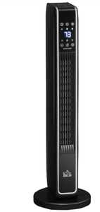 lot 421 image: HOMCOM 2-In-1 Portable Electric Tower Heater, Oscillating Space Heater for Indoor Use with Remote Control, 8H Timer, Three Heating Modes(High, Low, Fan), 750W  1500W, Black