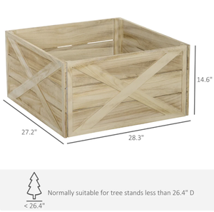 lot 422 image: HOMCOM 28 Farmhouse Christmas Tree Base Cover Wooden Christmas Tree Collar Box Home Decoration, Light Distressed Wood Finish