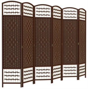 lot 427 image: HOMCOM 6 Panel Folding Room Divider Portable Privacy Screen Wave Fiber Room Partition for Home Office Brown