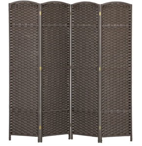 lot 434 image: HOMCOM Folding Room Divider Screen 4 Panel 5.6  Tall Privacy Screen Freestanding Room Partition for Home Office, Brown