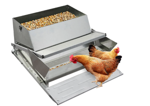 lot 457 image: Garvee 27LBs Automatic Treadle Chicken Feeder, Galvanized Steel, Outdoor
