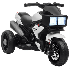 lot 460 image: Aosom 6V Kids Motorcycle Toddler Ride-on Toy, High-Traction Battery-Operated Mini Electric Motorbike with ForwardReverse Switch, Music, Headlights, Horn, White